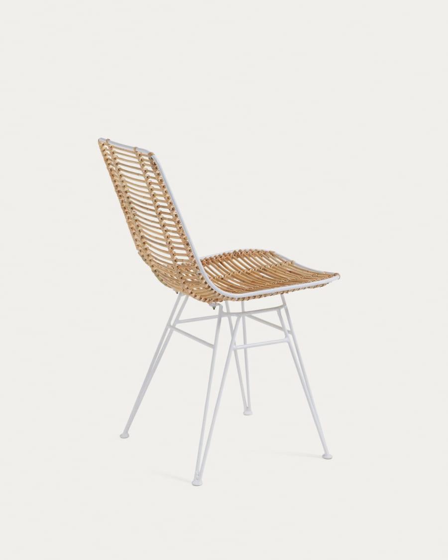 Chaise Tishana en rotin et acier blanc