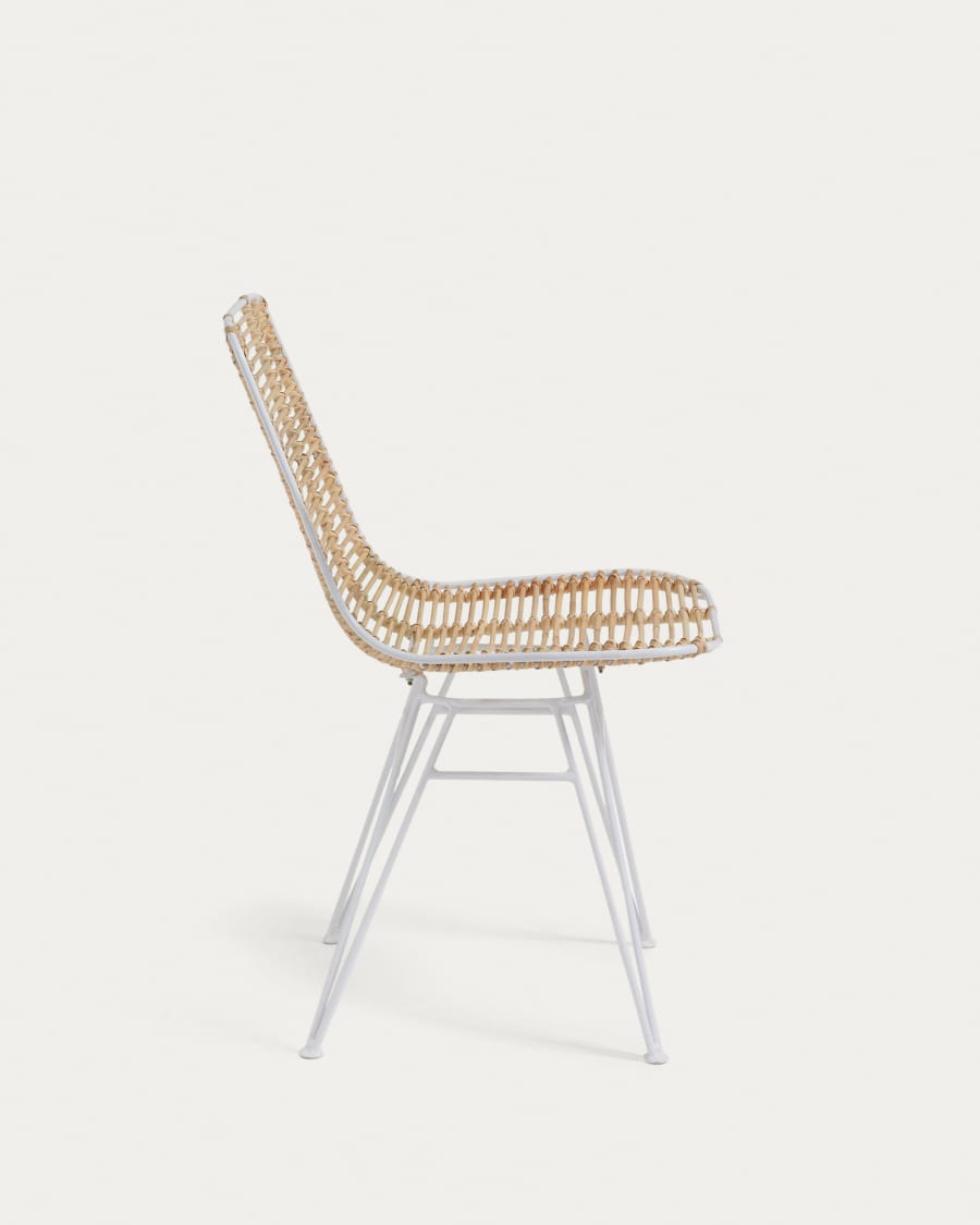 Chaise Tishana en rotin et acier blanc