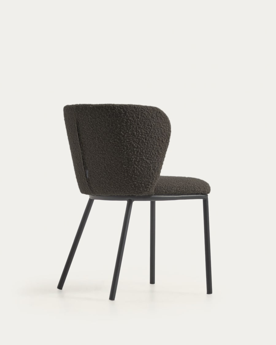 Ciselia chair with black bouclé and steel legs with black finish FSC Mix Credit