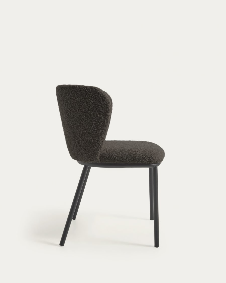 Ciselia chair with black bouclé and steel legs with black finish FSC Mix Credit