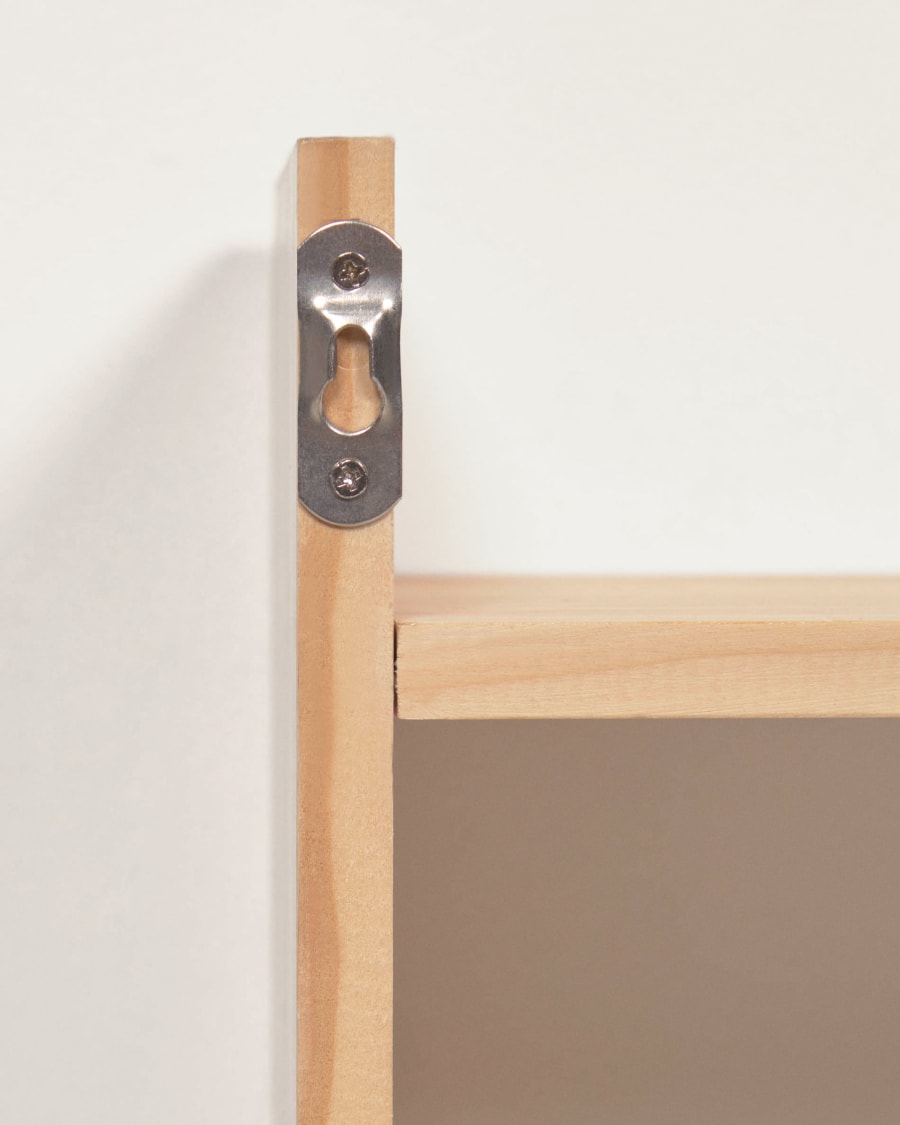 Florentina shelf with hangers in solid natural pine and white MDF 52.5 cm