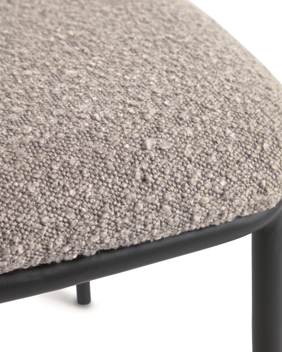 Ciselia chair with light grey bouclé and steel legs with black finish FSC Mix Credit