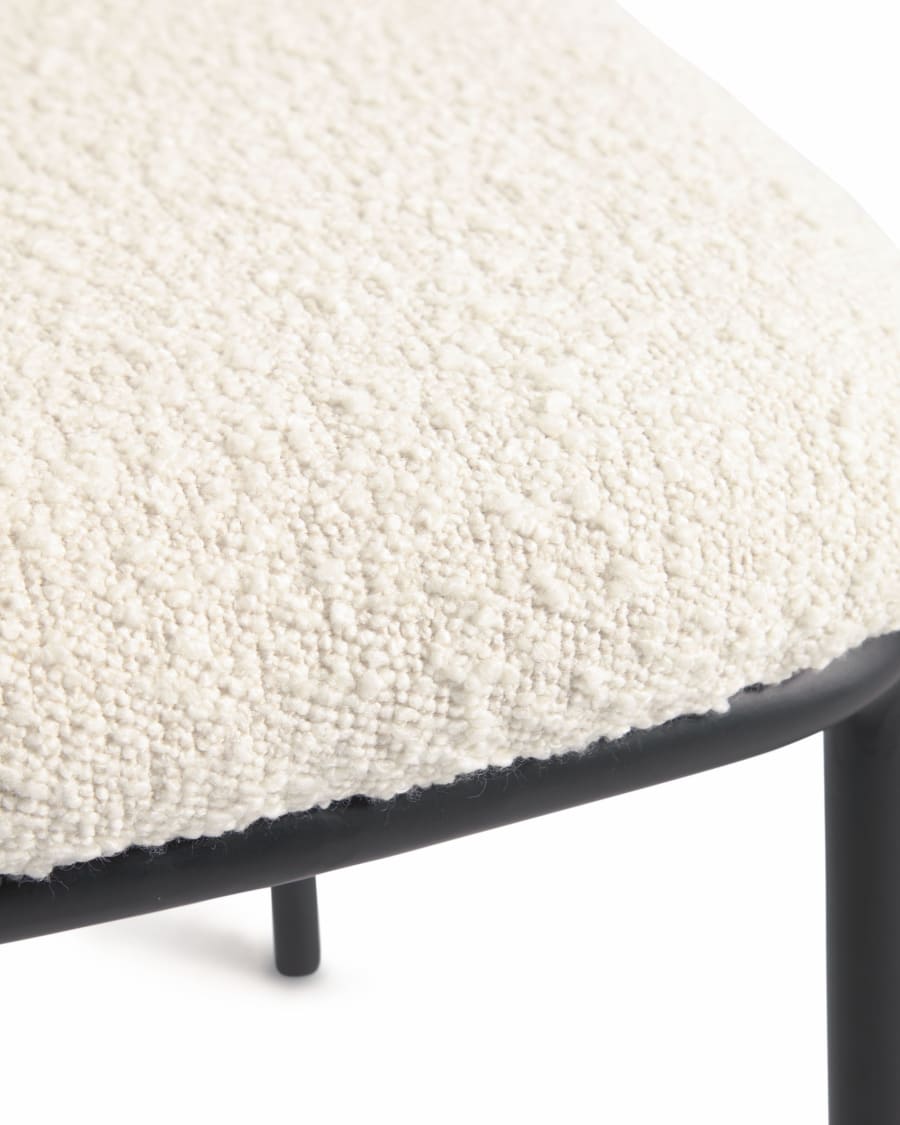 Ciselia chair with white bouclé and black metal FR