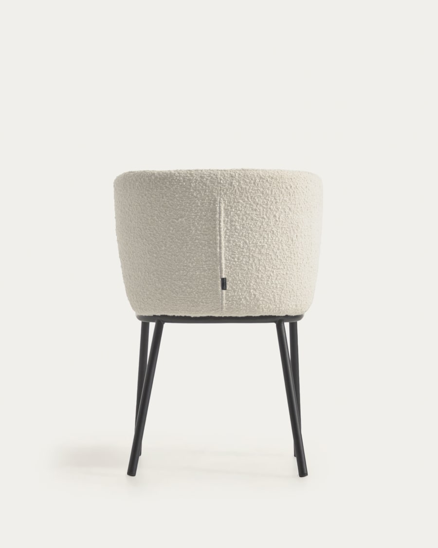 Ciselia chair with white bouclé and steel legs with black finish FSC Mix Credit