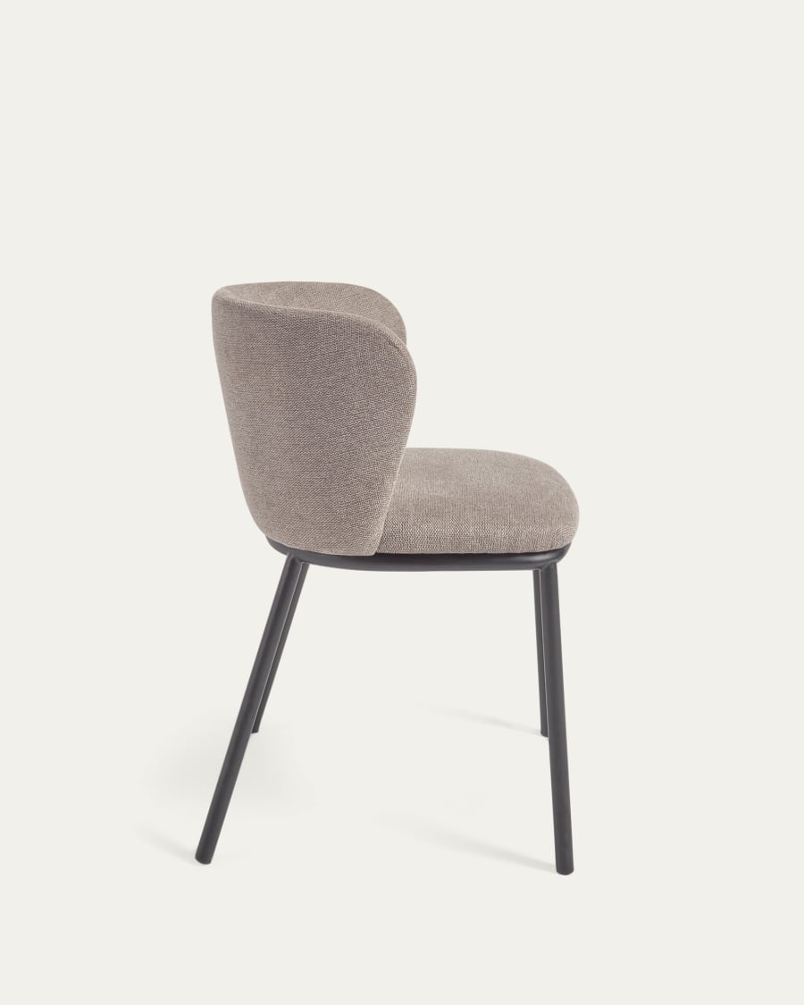 Ciselia chair in light brown chenille and steel legs with black finish FSC Mix Credit
