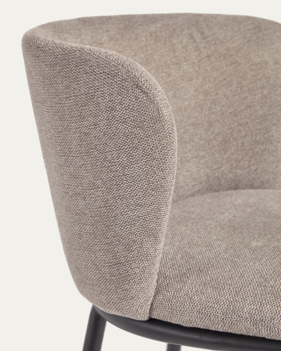 Ciselia chair in light brown chenille and steel legs with black finish FSC Mix Credit