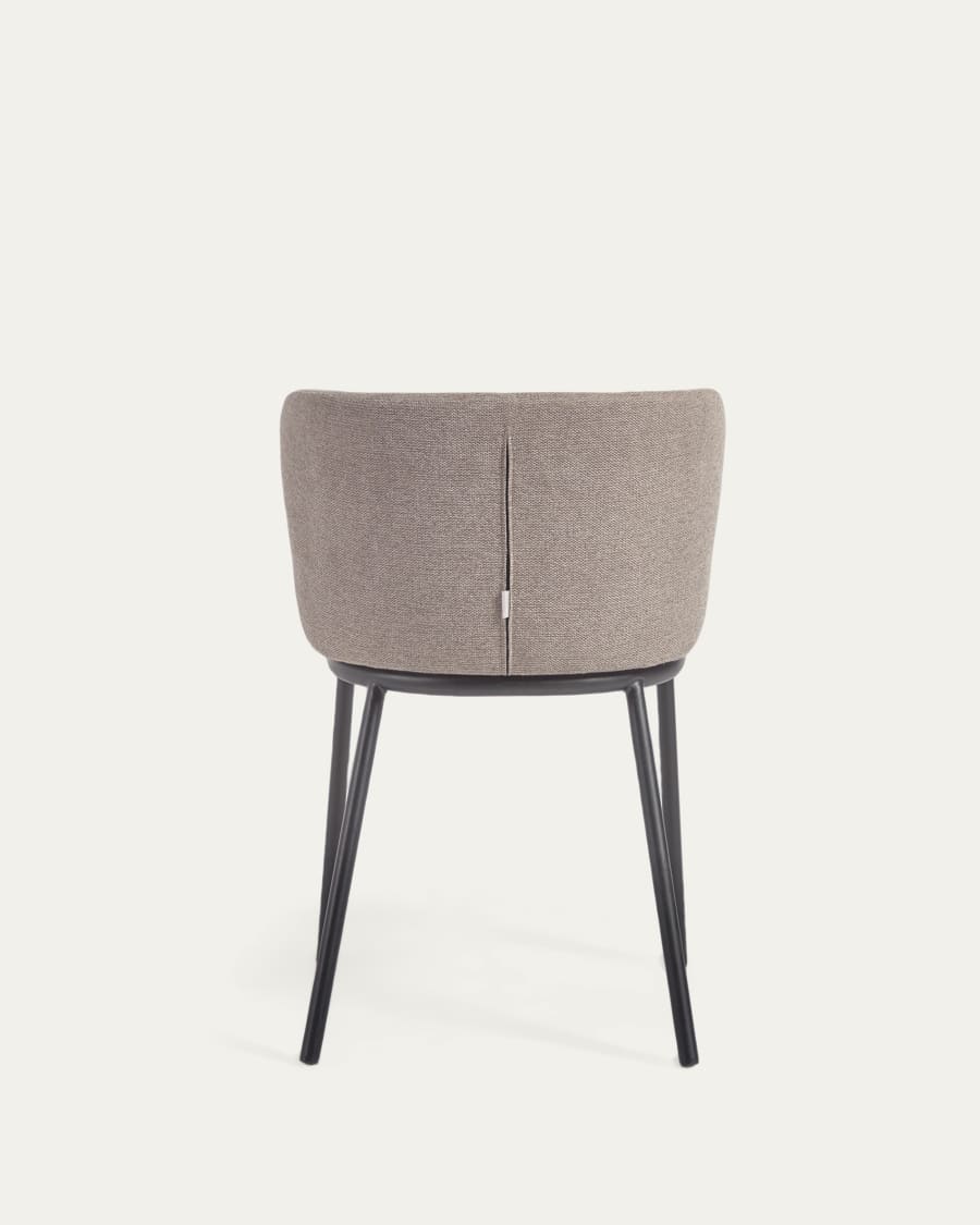 Ciselia chair in light brown chenille and steel legs with black finish FSC Mix Credit