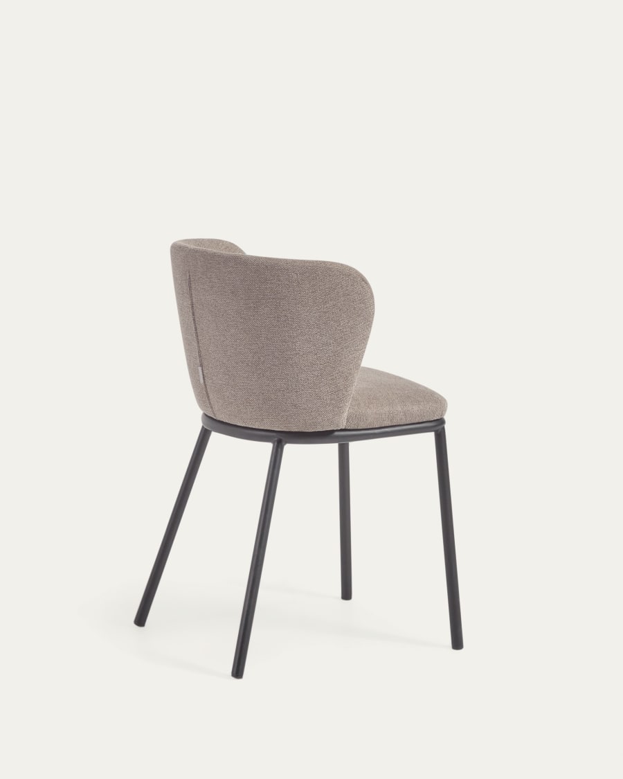 Ciselia chair in light brown chenille and steel legs with black finish FSC Mix Credit