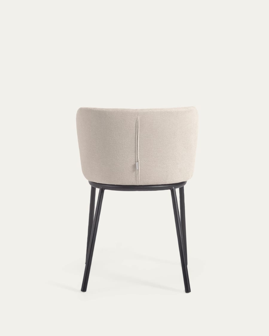 Ciselia chair in beige chenille and steel legs with black finish FSC Mix Credit