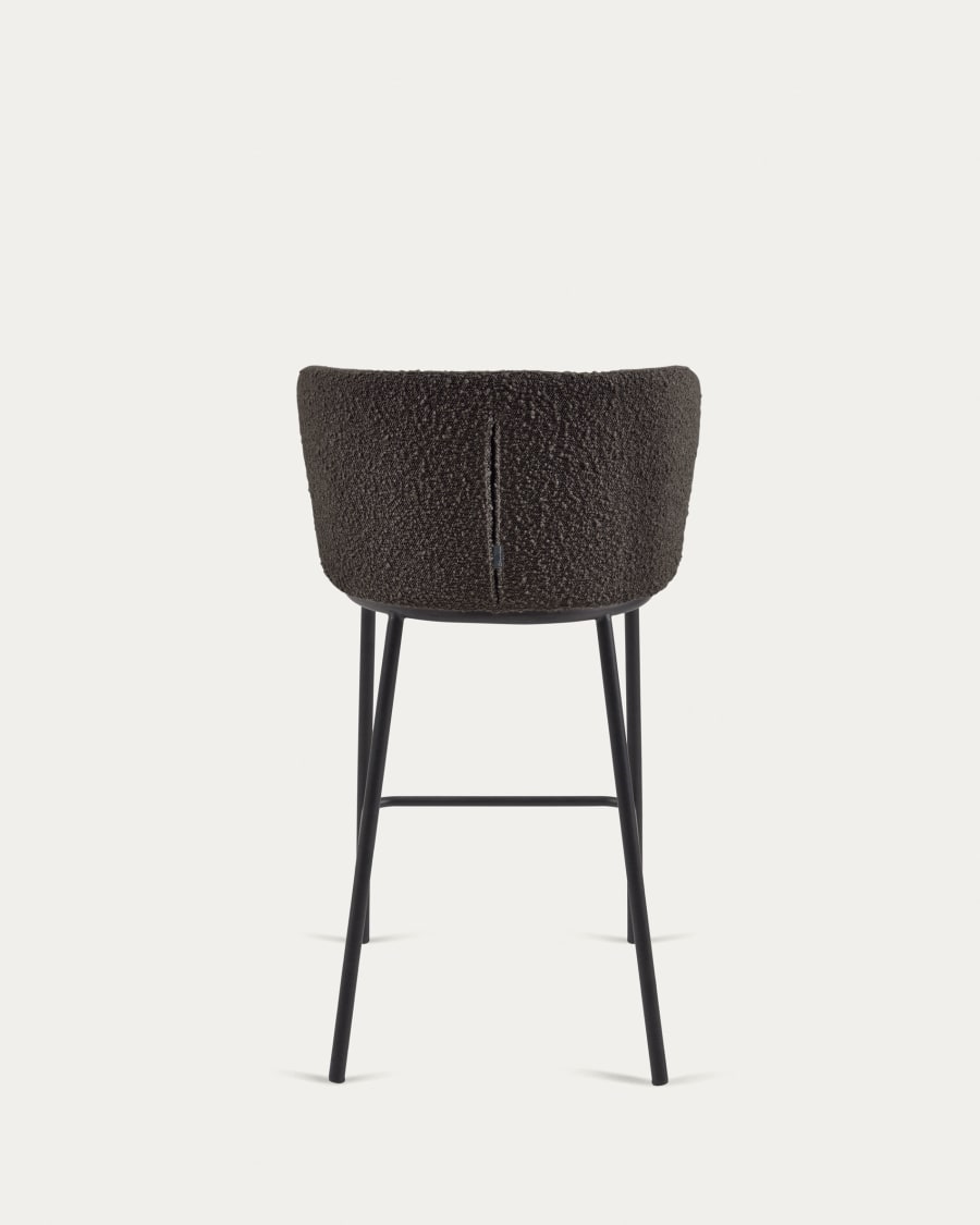 Ciselia stool with black bouclé and black steel legs, height 65 cm FSC Mix Credit