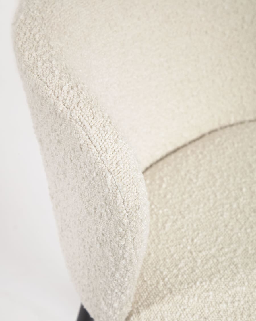 Ciselia stool with white bouclé and black steel legs height 65 cm FSC Mix Credit