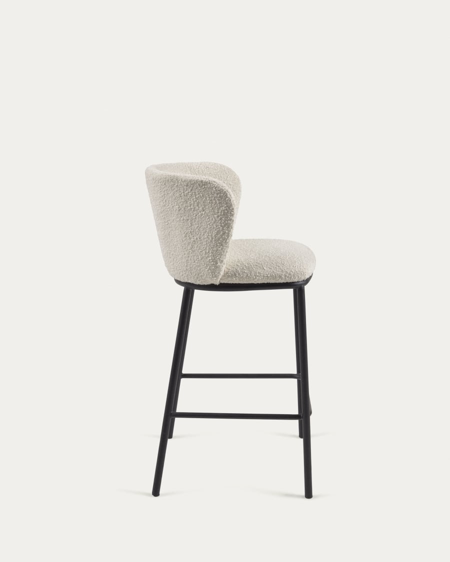 Ciselia stool with white bouclé and black steel legs height 65 cm FSC Mix Credit