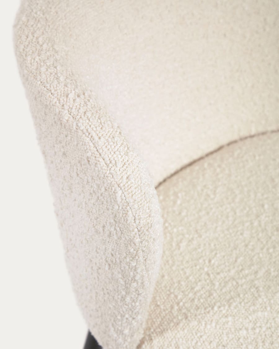 Ciselia stool with white bouclé and black steel legs height 75 cm FSC Mix Credit