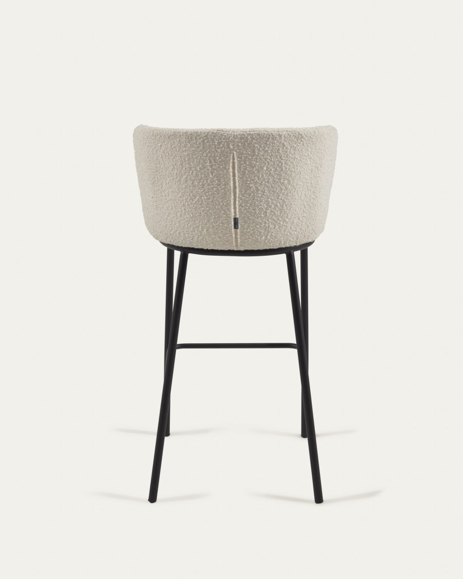 Ciselia stool with white bouclé and black steel legs height 75 cm FSC Mix Credit