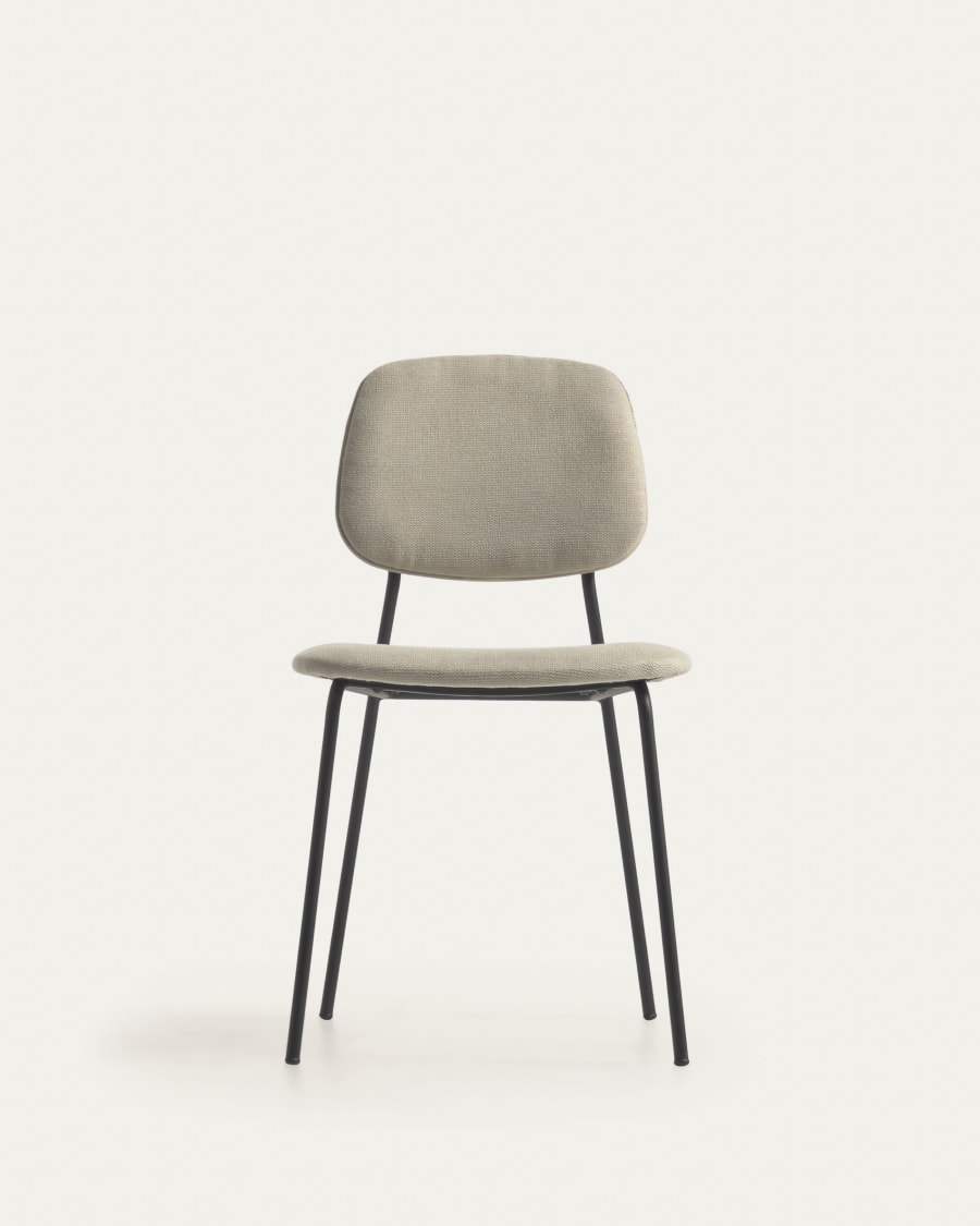 Benilda stackable beige chair with oak veneer and steel with black finish FSC Mix Credit
