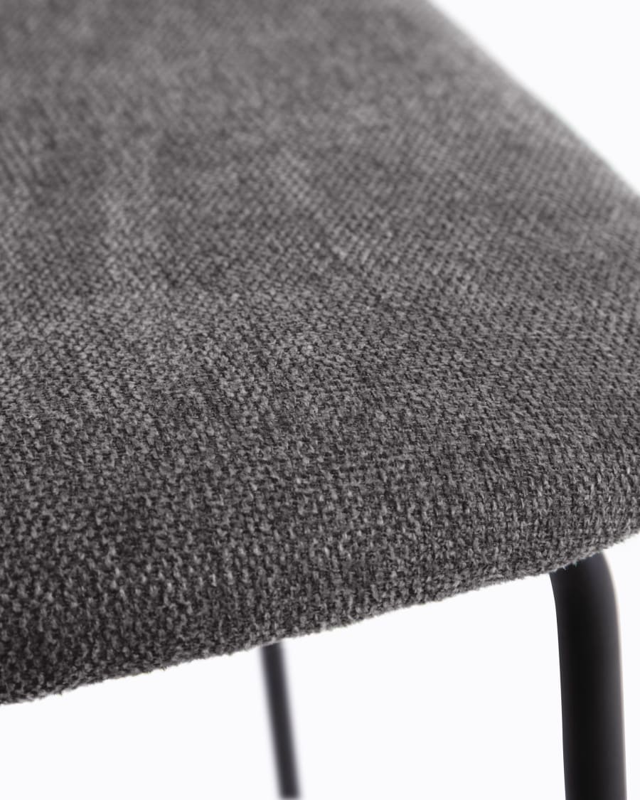 Benilda dark grey stackable chair with oak veneer and steel in black FSC Mix Credit