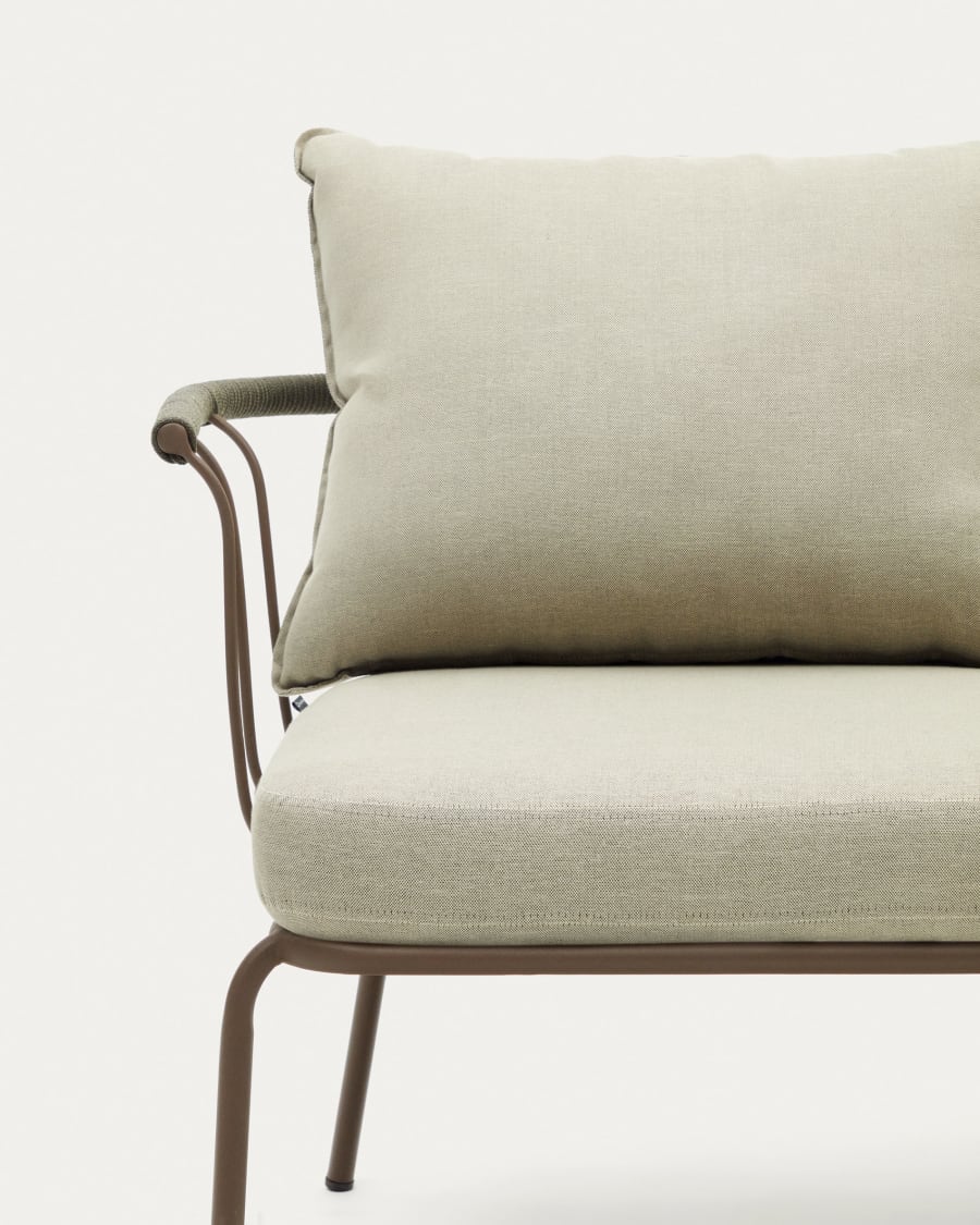 Salguer sofa in green cord and steel with a brown painted finish, 134 cm
