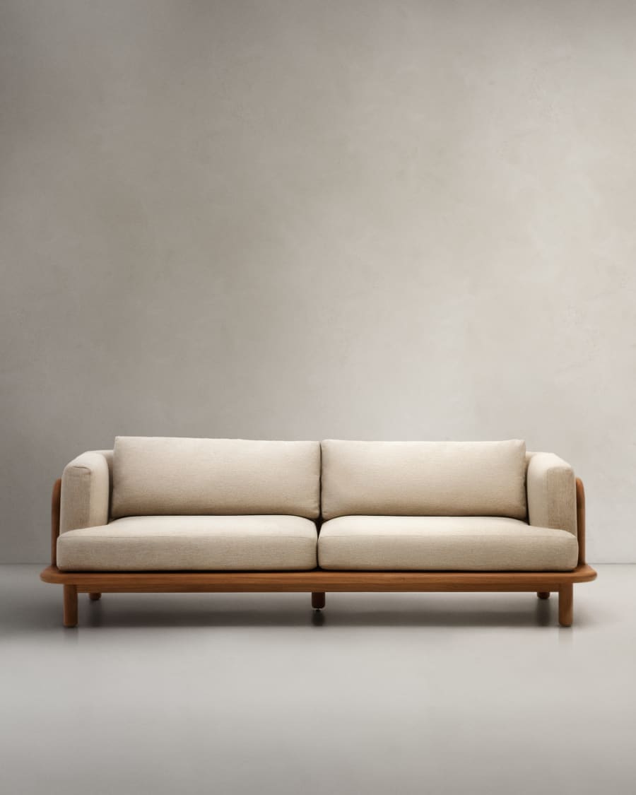 Wooden frame sofa with cushions best sale