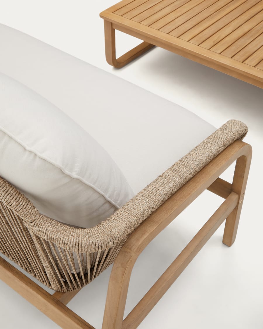 Vellana set: 3-seater sofa, 2 armchairs and coffee table made from FSC 100% solid acacia w