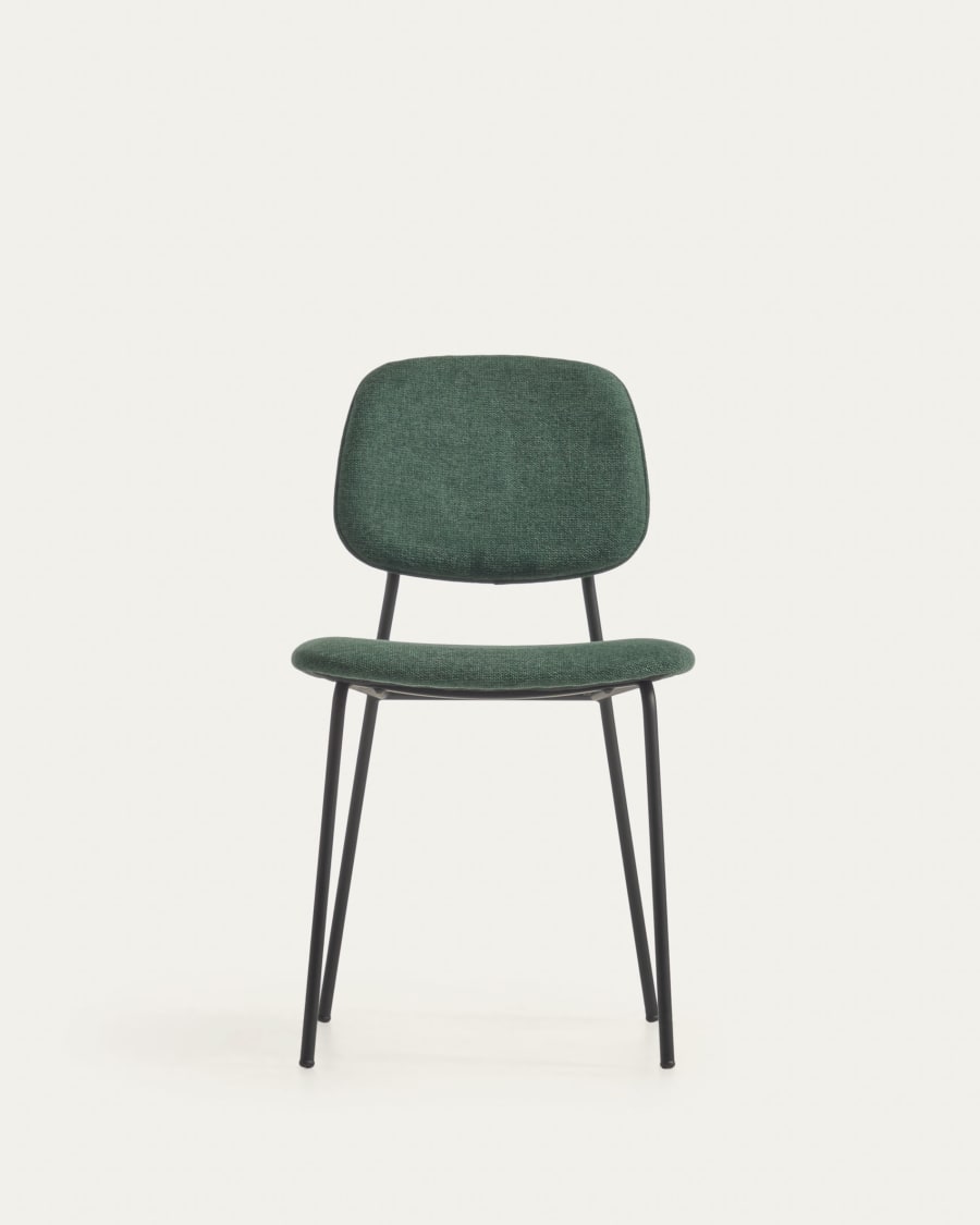 Benilda dark green stackable chair oak veneer and steel with black finish FSC Mix Credit