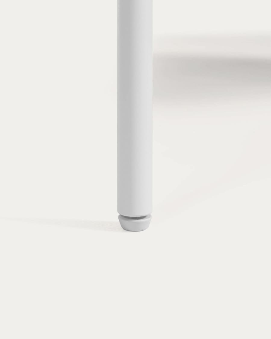 Marielle ash wood veneer TV stand with white lacquer and white finish metal, 167 x 53 cm