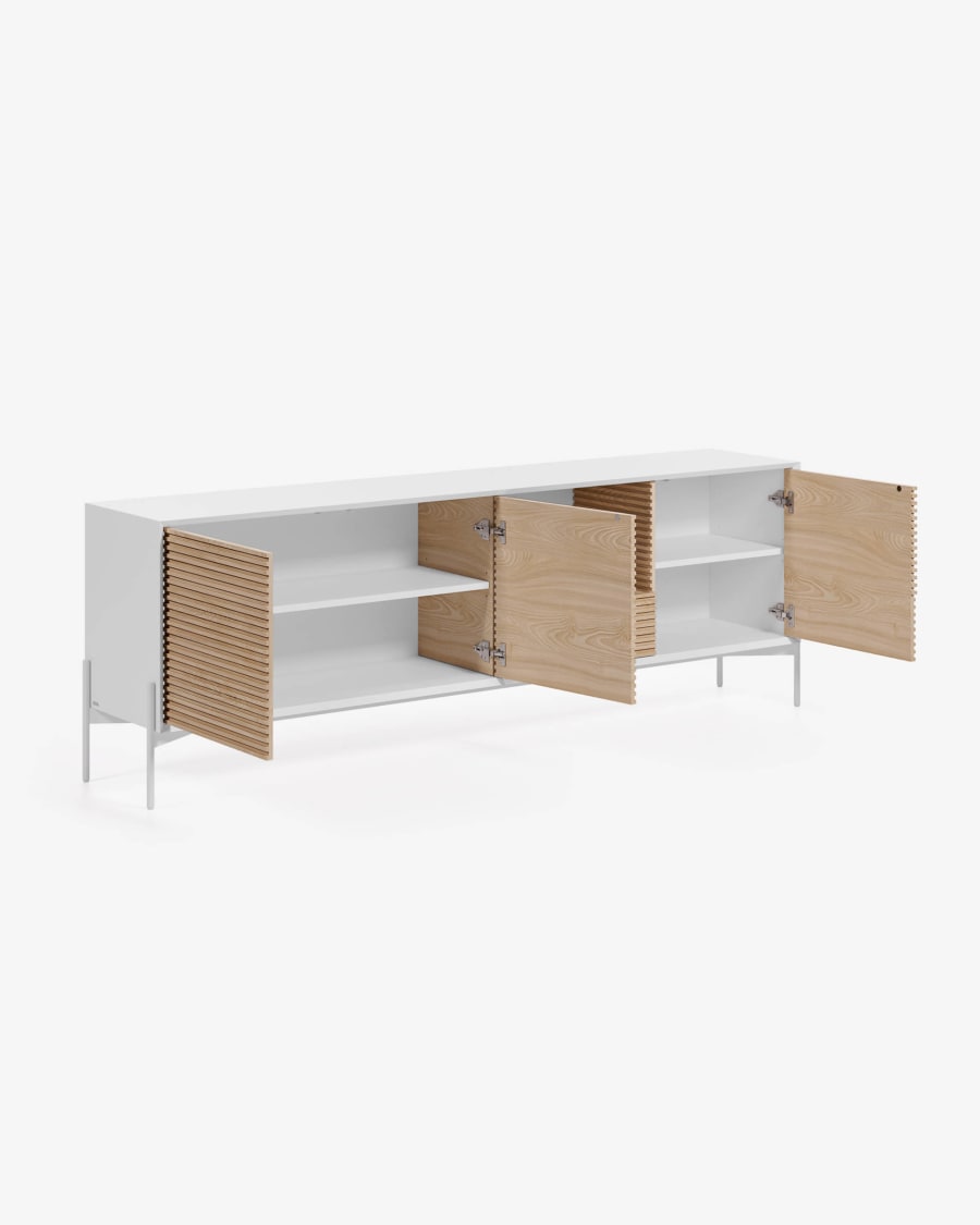Marielle sideboard made from ash wood with white lacquer 207 x 69 cm.