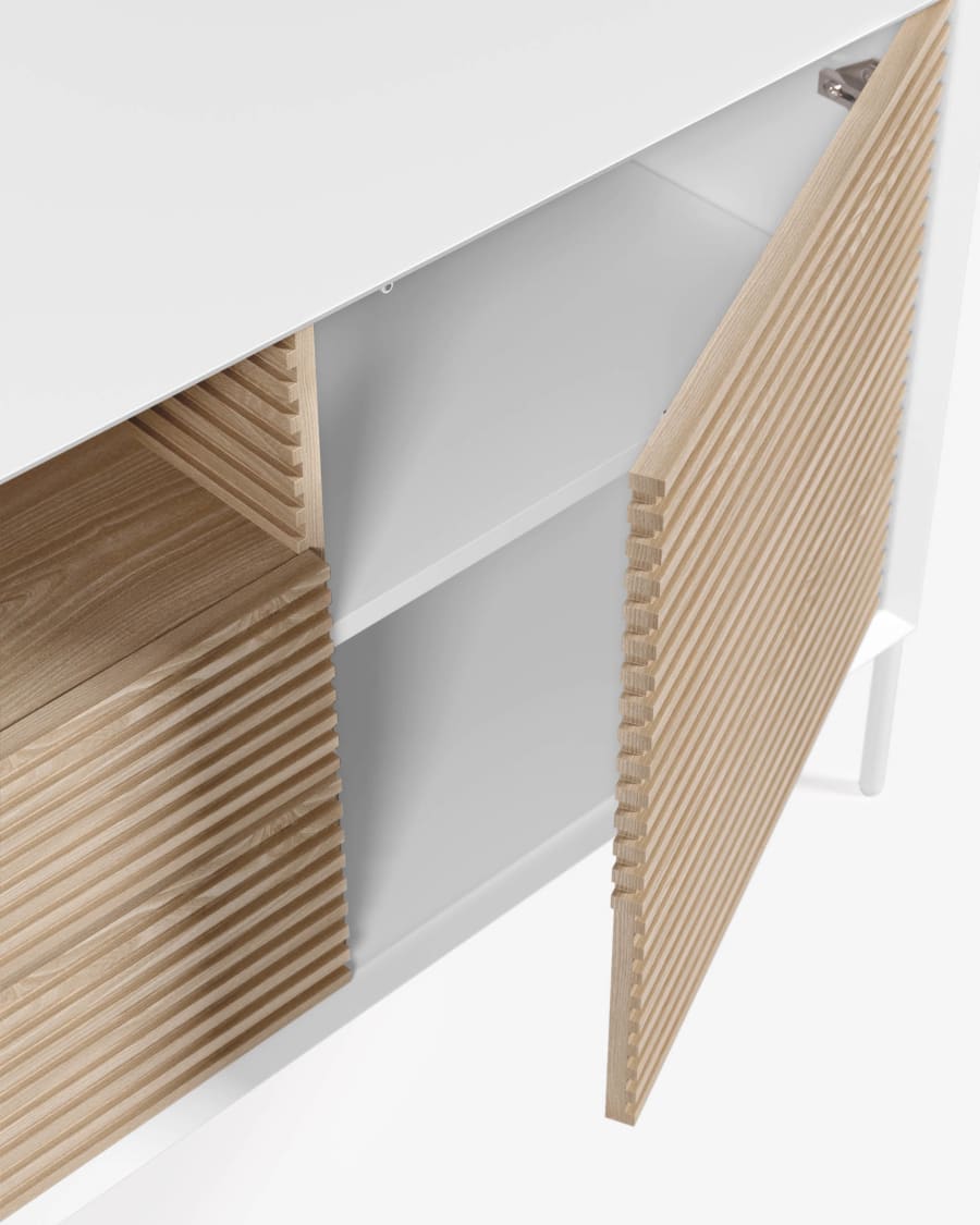 Marielle TV stand made from ash wood with white lacquer 187 x 63 cm.