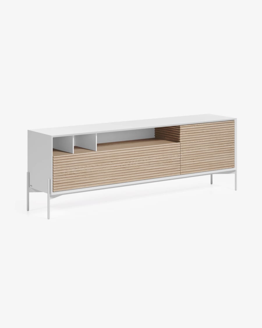Marielle TV stand made from ash wood with white lacquer 187 x 63 cm.