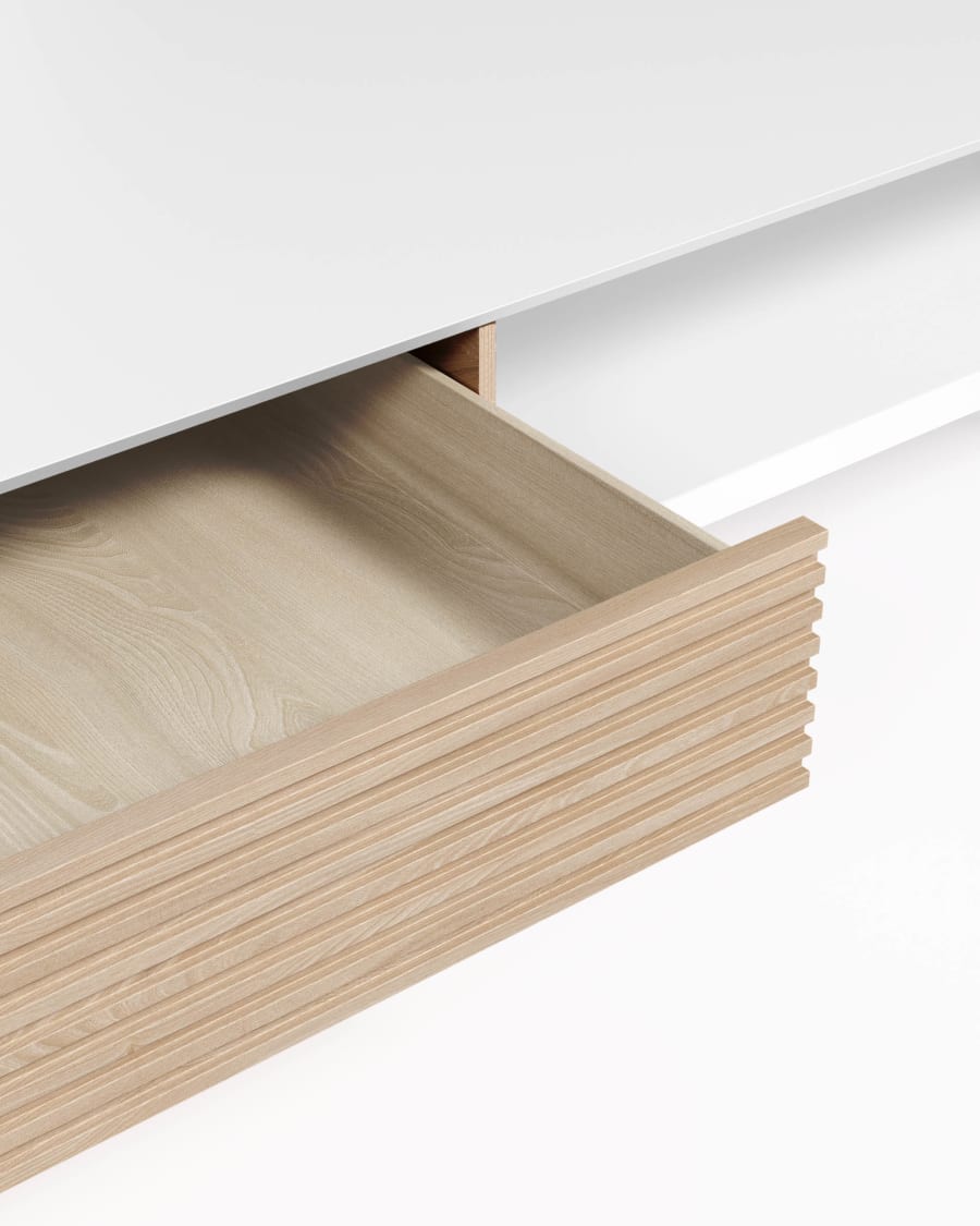 Marielle coffee table made from ash wood with white lacquer 124 x 70 cm.