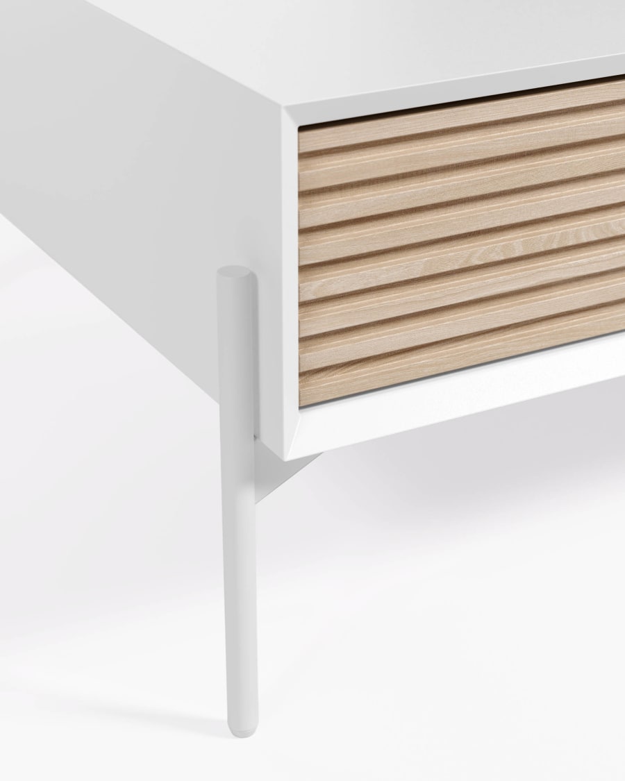 Marielle coffee table made from ash wood with white lacquer 124 x 70 cm.