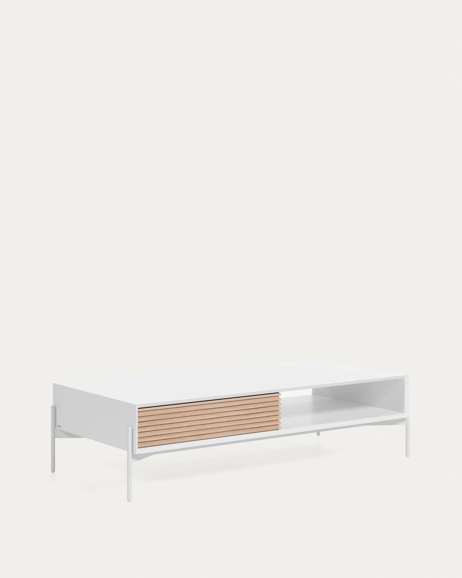 Marielle coffee table made from ash wood with white lacquer 124 x 70 cm