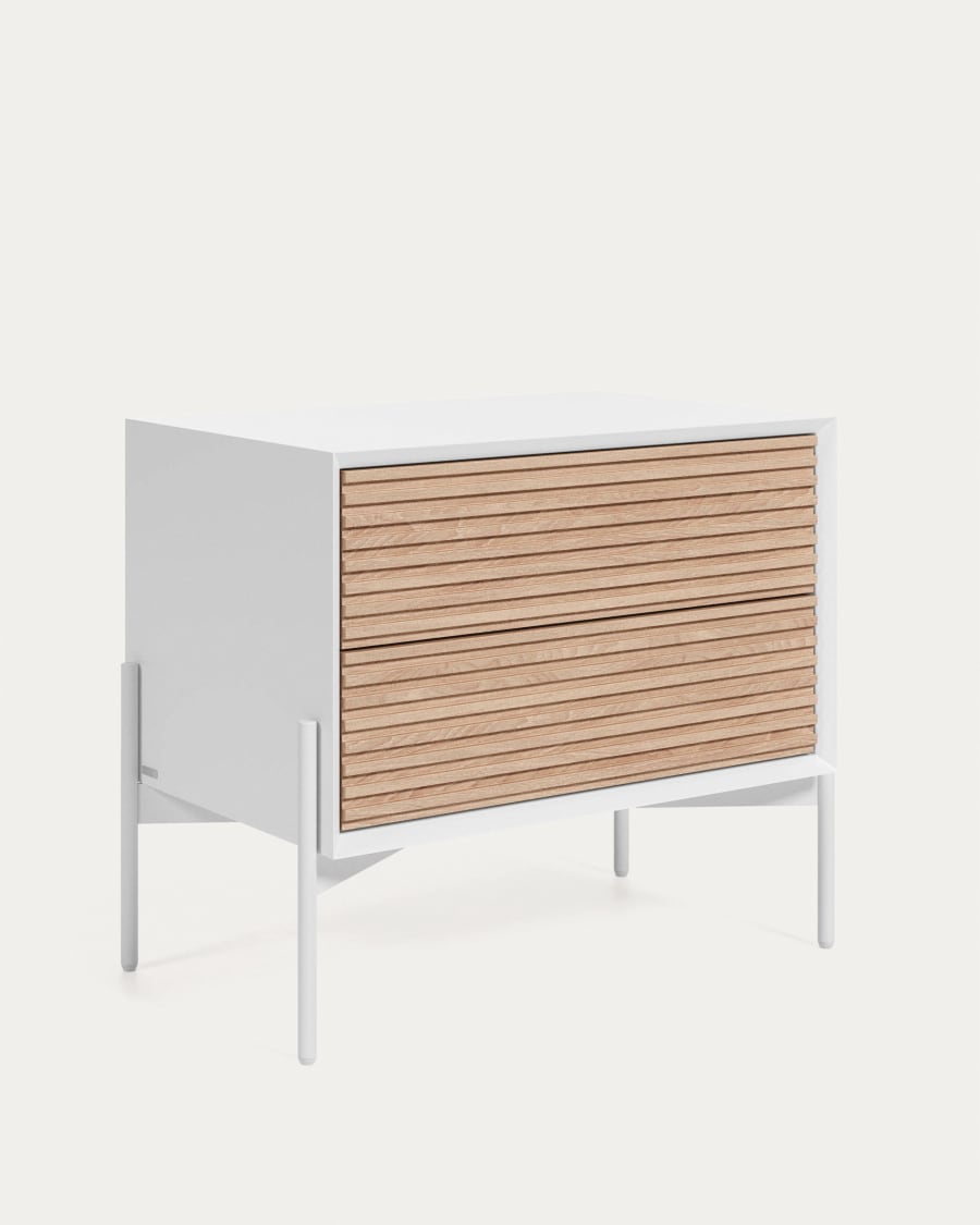 Marielle bedside table made from ash wood with white lacquer 64 x 54 cm