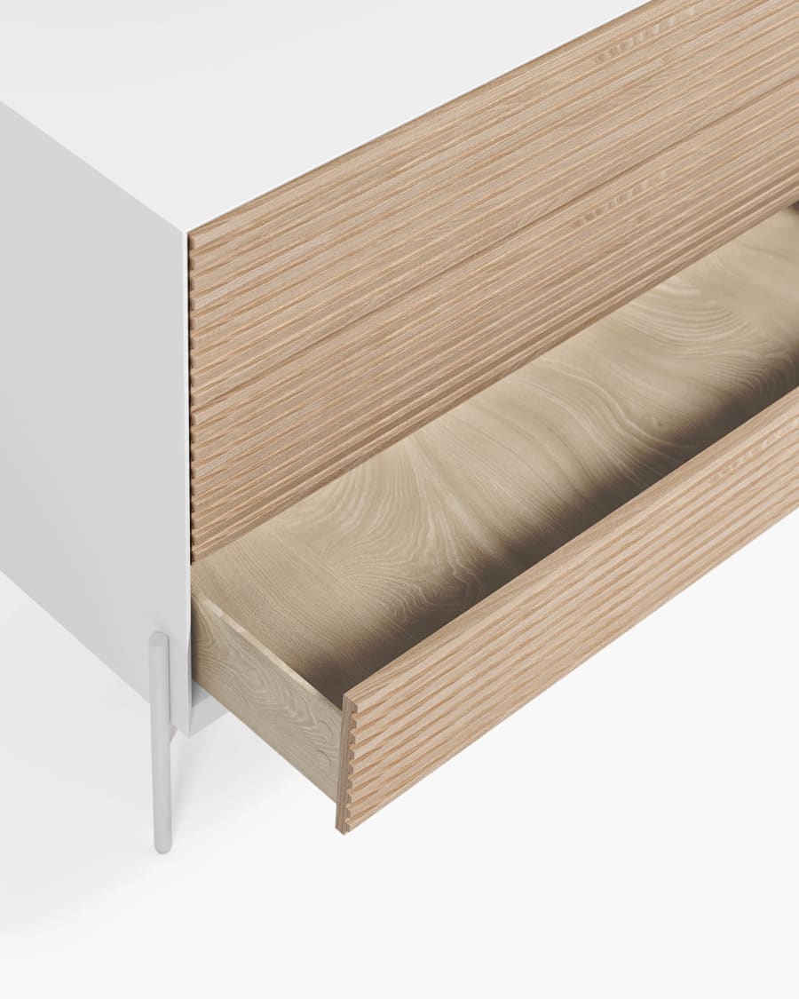 Marielle dresser with three drawers ash wood with white lacquer 116 x 76 cm.