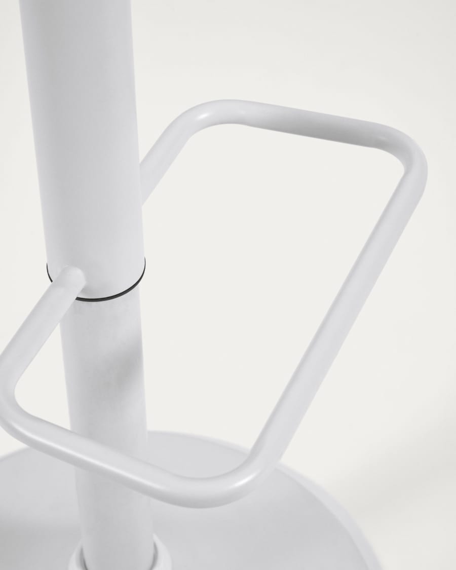Orlando-T barstool white synthetic leather and matt white steel 60-82 cm