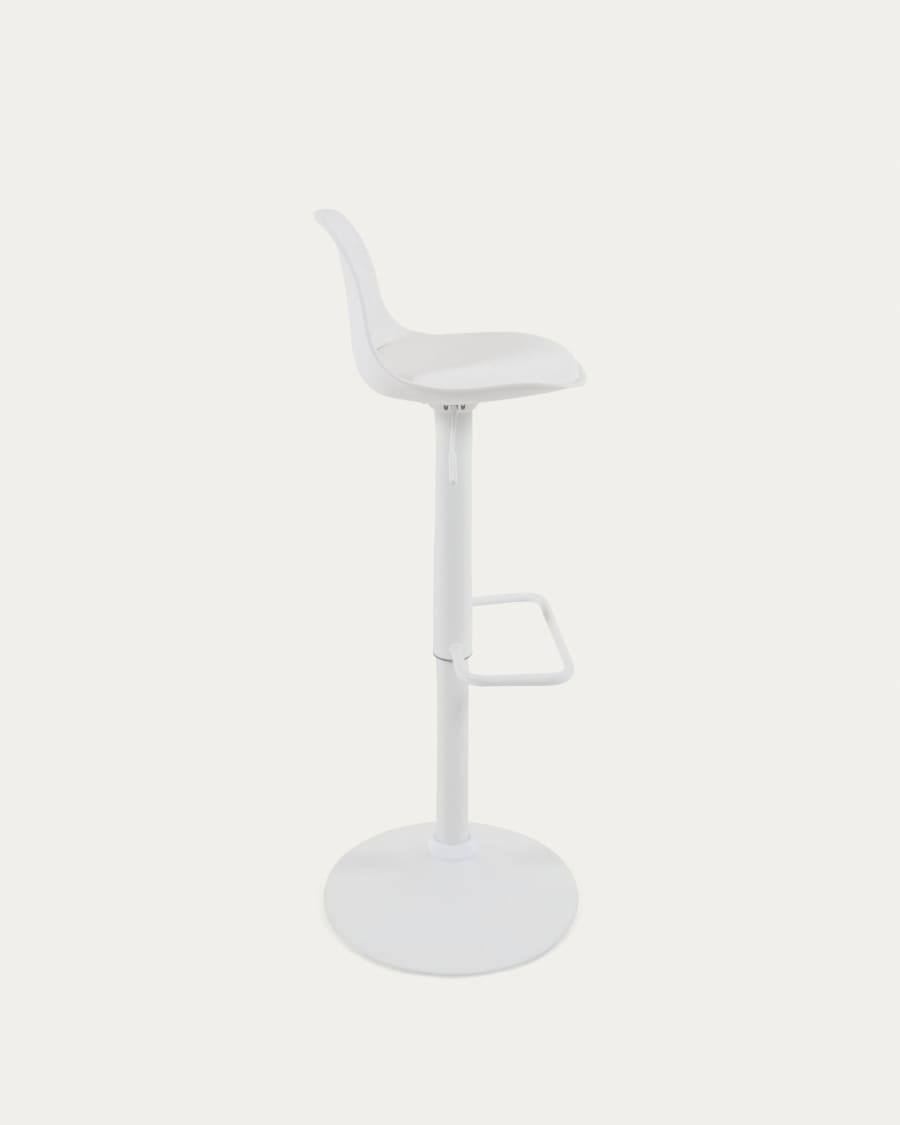 Orlando-T barstool white synthetic leather and matt white steel 60-82 cm