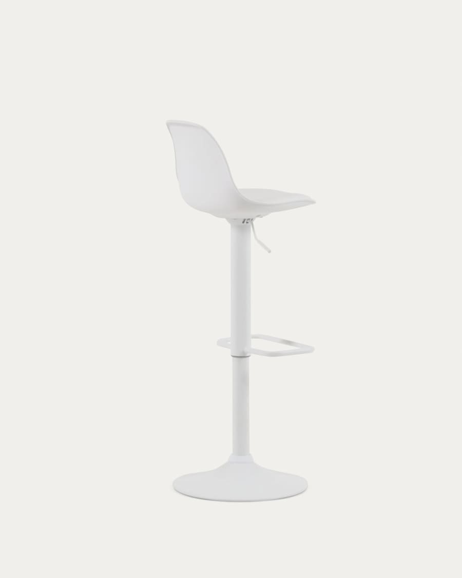 Orlando-T barstool white synthetic leather and matt white steel 60-82 cm