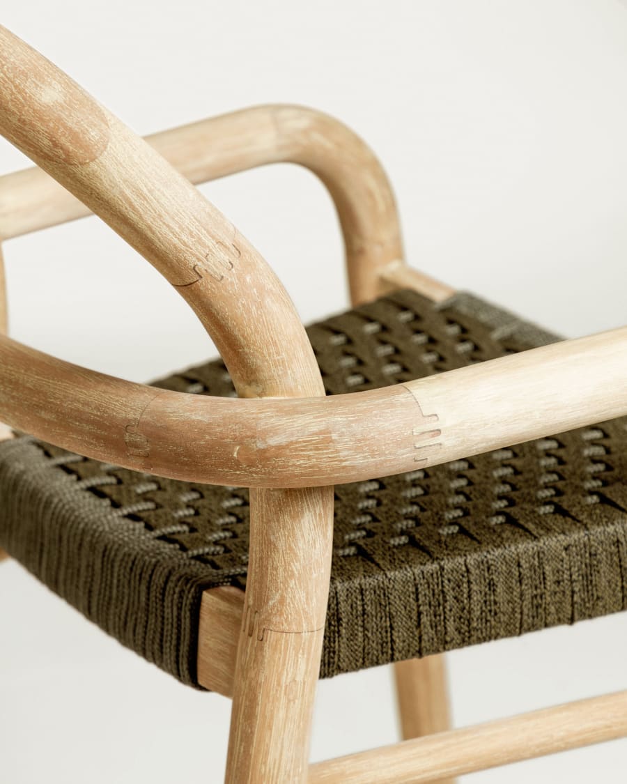 Sheryl stool made from solid eucalyptus and green cord 79 cm FSC 100%