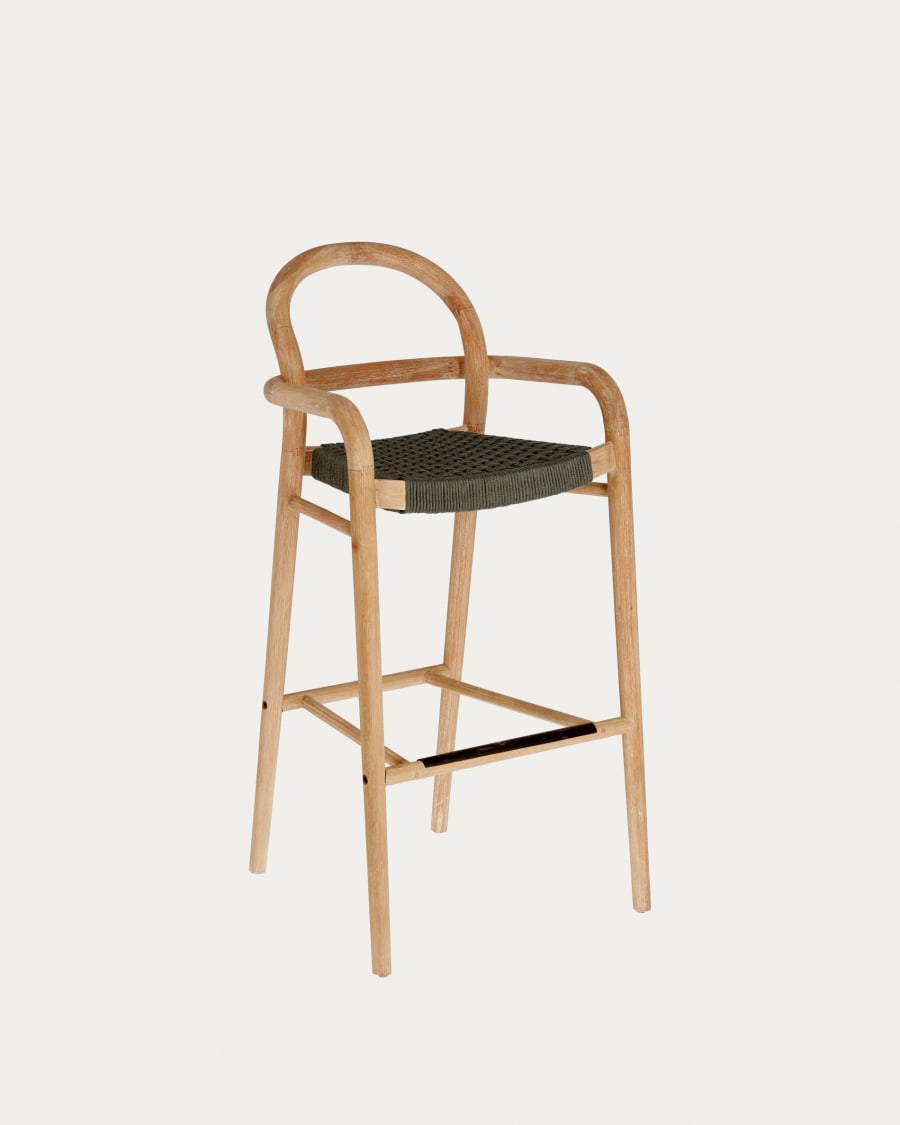 Sheryl stool made from solid eucalyptus and green cord 79 cm FSC 100%