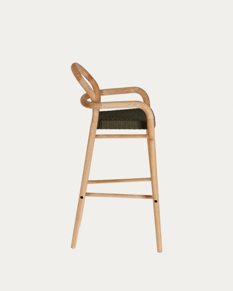 Sheryl stool made from solid eucalyptus and green cord 79 cm FSC 100%