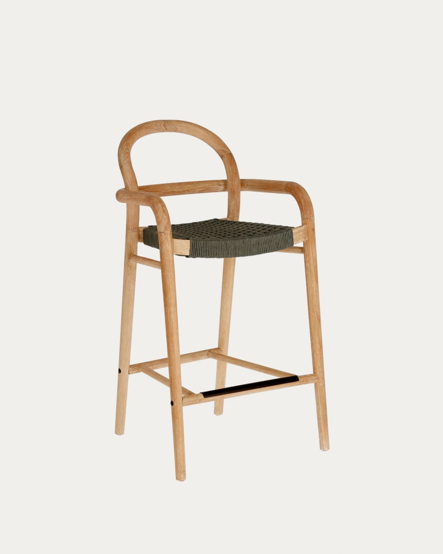 Sheryl stool made from solid eucalyptus and green cord 69 cm FSC 100%