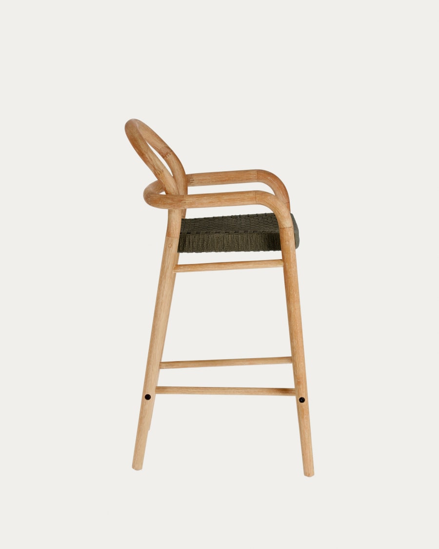 Sheryl stool made from solid eucalyptus and green cord 69 cm FSC 100%