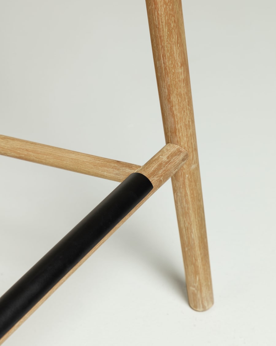 Sheryl stool made from solid eucalyptus and beige cord 69 cm FSC 100%