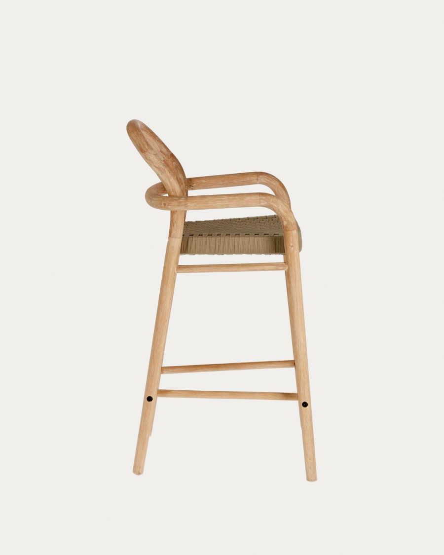 Sheryl stool made from solid eucalyptus and beige cord 69 cm FSC 100%