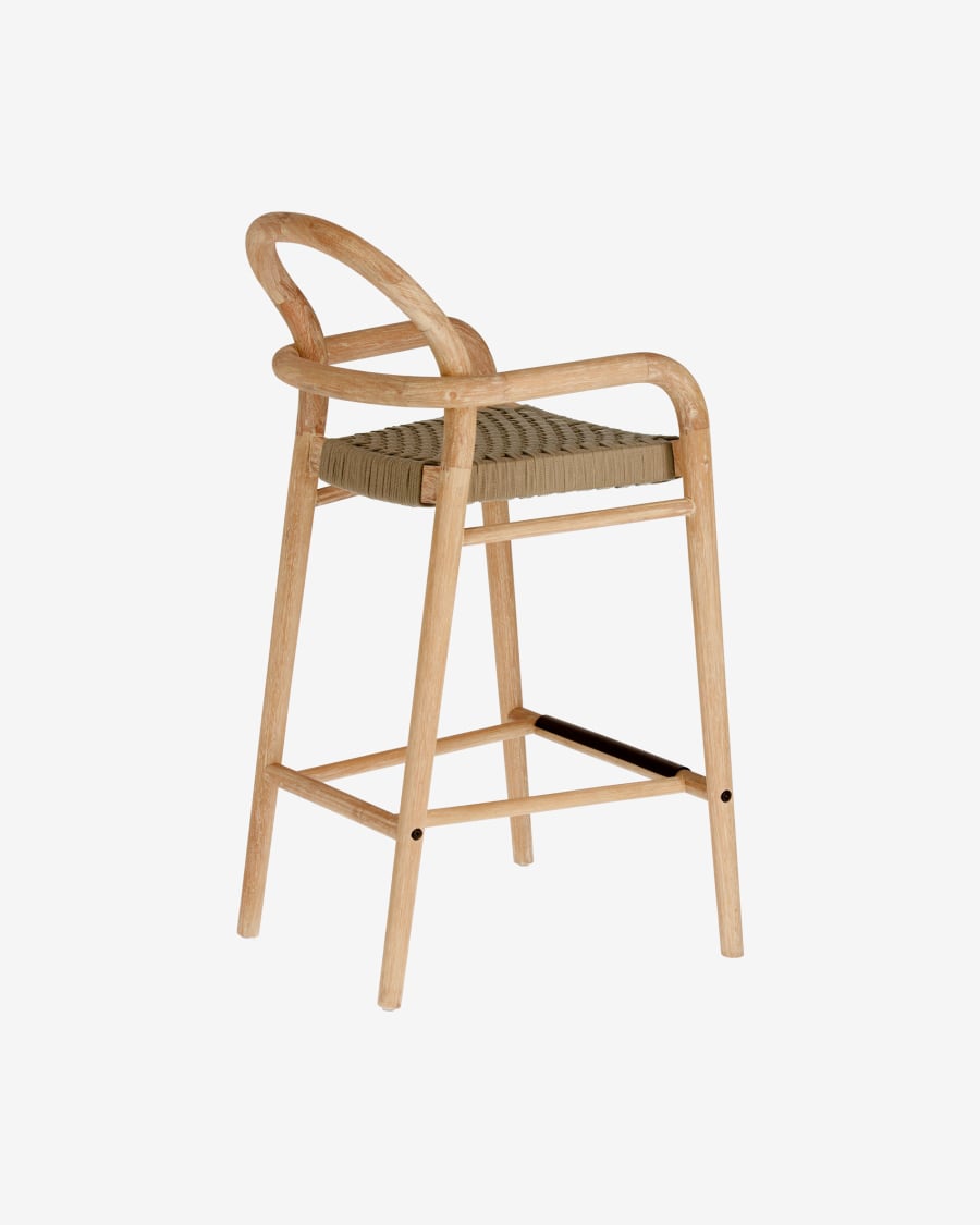 Sheryl stool made from solid eucalyptus and beige cord 69 cm FSC 100%