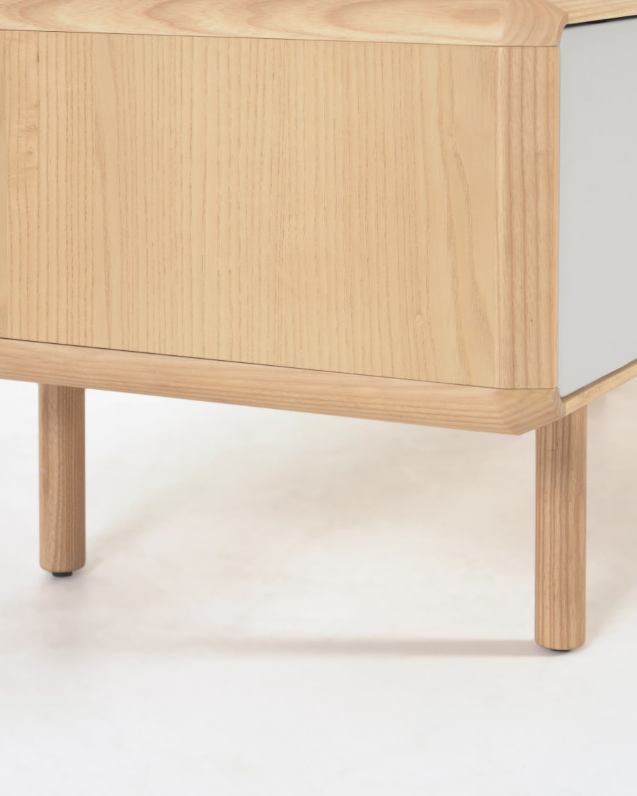 Anielle solid ash & ash veneer TV stand with 2 doors, 180 x 41 cm