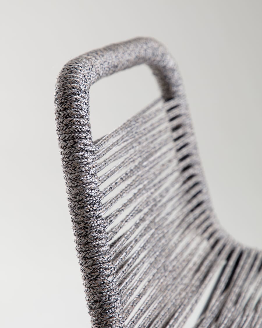 Σκαμπό Lambton, γκρι σκοινί και μαύρο ατσάλι, 74εκ