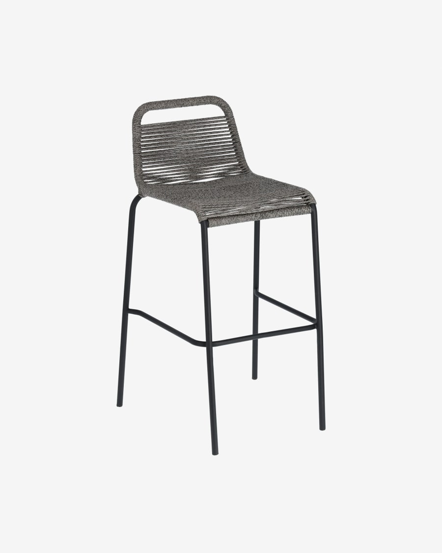 Σκαμπό Lambton, γκρι σκοινί και μαύρο ατσάλι, 74εκ