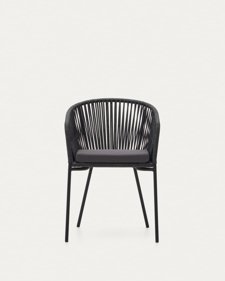 Yanet black rope chair with galvanised steel legs