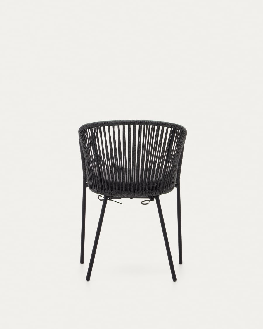 Yanet black rope chair with galvanised steel legs