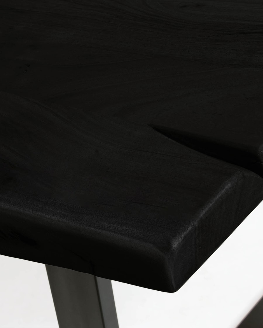 Alaia table in solid black acacia wood with black steel legs, 180 x 90 cm